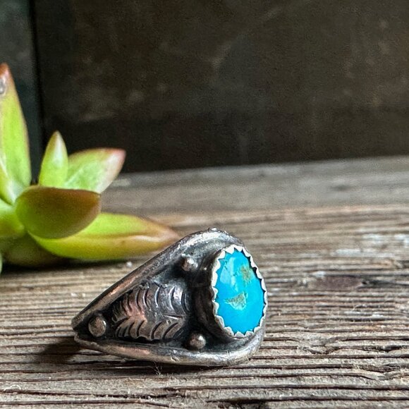 Navajo Sterling Turquoise Ring | Size 6.5 | Southwestern Native American - Picture 2 of 7